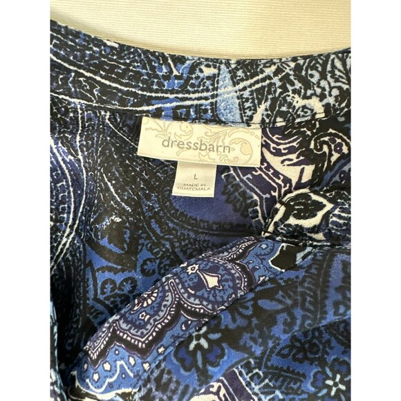 Dressbarn Womens Paisley Print Long Sleeve Blouse Size L Boho Cottage Geometric - Picture 2 of 4